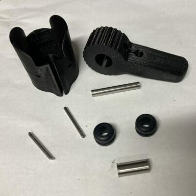 all 8 components of a 3d printed bar end shifter assembly