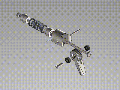 CAD exploded view and animation of shifter assembly