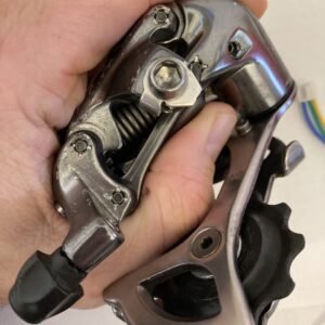closeup of a shimano derailleur to illustrate the parallelogram